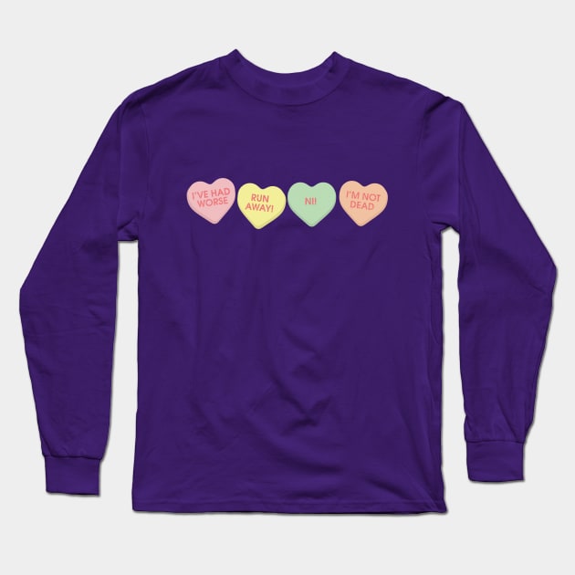 Holy Grail Candy Hearts Long Sleeve T-Shirt by GloopTrekker